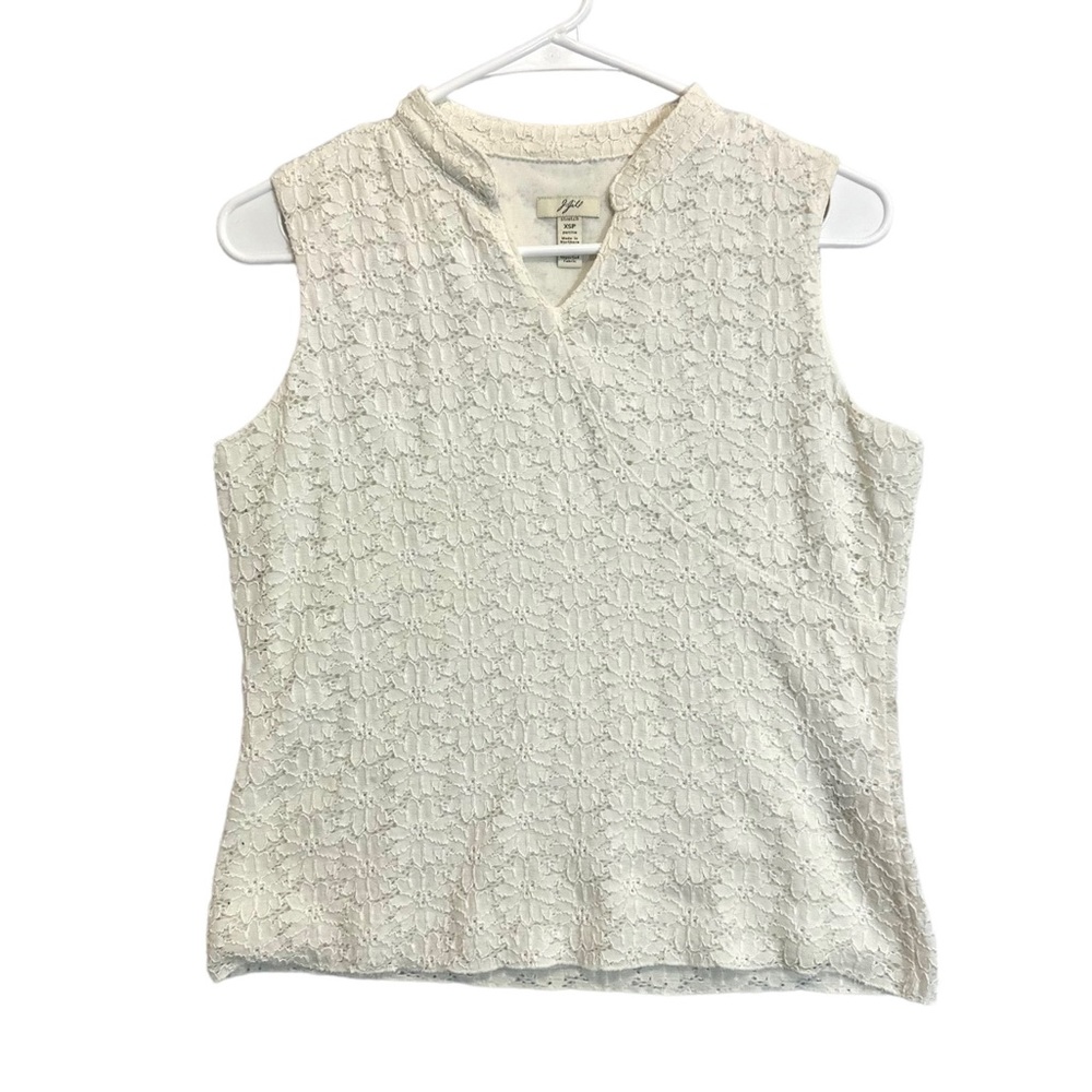 J. Jill women top sleeveless blouse white lace floral size xs petite